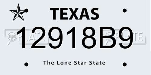 12918B9 Texas License Plate