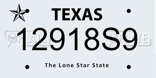 12918S9 Texas License Plate