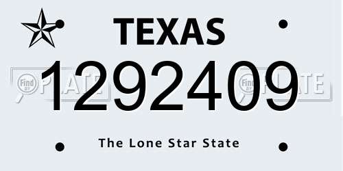 1292409 Texas License Plate