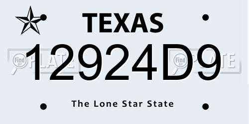 12924D9 Texas License Plate