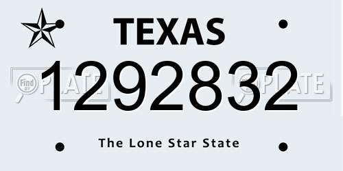 1292832 Texas License Plate