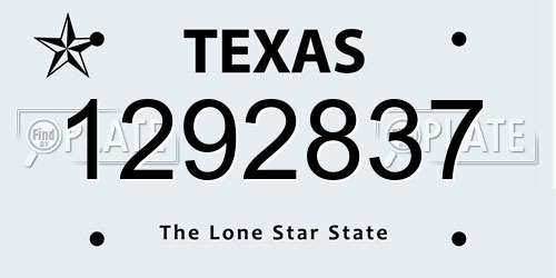 1292837 Texas License Plate