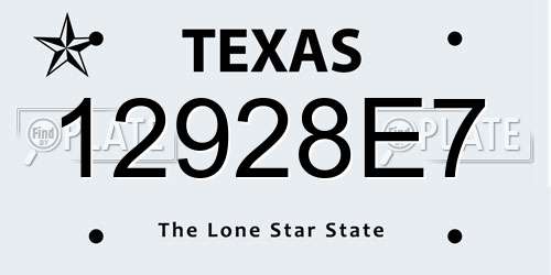 12928E7 Texas License Plate