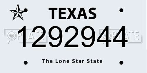1292944 Texas License Plate
