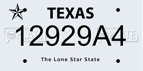 12929A4 Texas License Plate