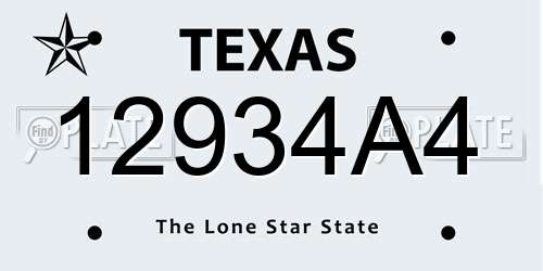12934A4 Texas License Plate