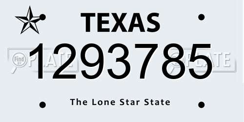 1293785 Texas License Plate