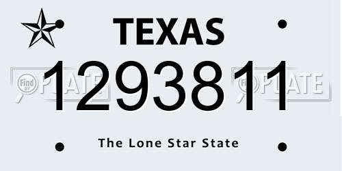 1293811 Texas License Plate