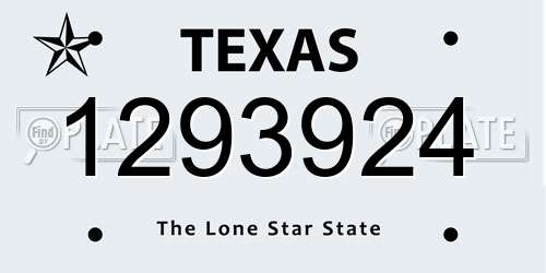 1293924 Texas License Plate
