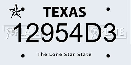 12954D3 Texas License Plate