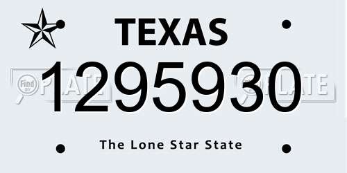 1295930 Texas License Plate