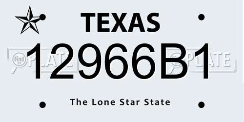 12966B1 Texas License Plate