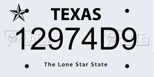12974D9 Texas License Plate