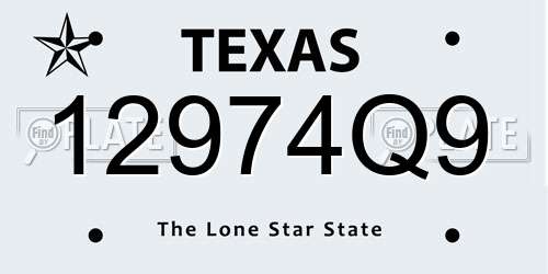 12974Q9 Texas License Plate