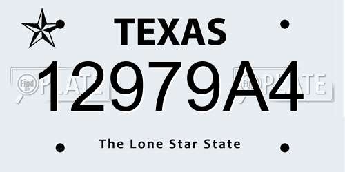 12979A4 Texas License Plate