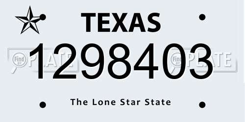 1298403 Texas License Plate