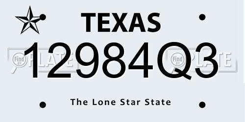 12984Q3 Texas License Plate