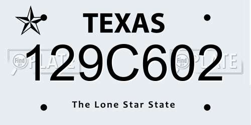 129C602 Texas License Plate