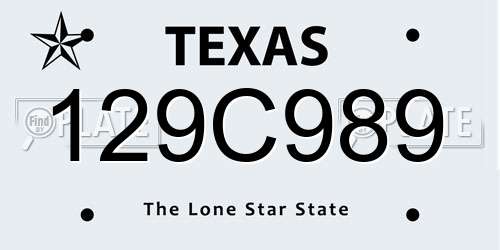 129C989 Texas License Plate