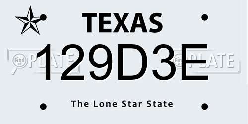 129D3E Texas License Plate