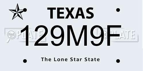 129M9F Texas License Plate