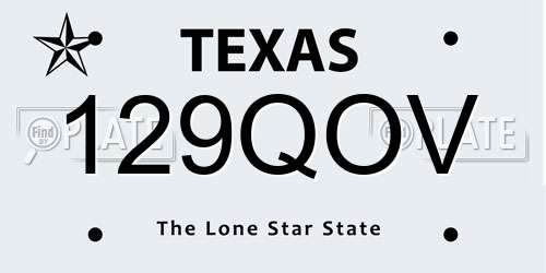 129QOV Texas License Plate