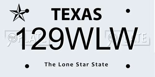 129WLW Texas License Plate