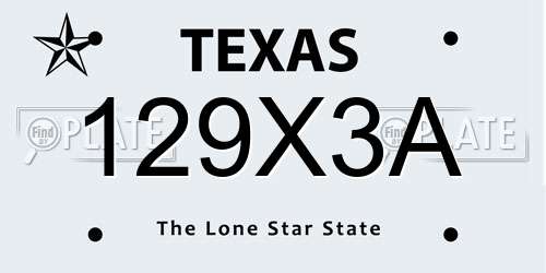 129X3A Texas License Plate