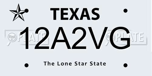 12A2VG Texas License Plate