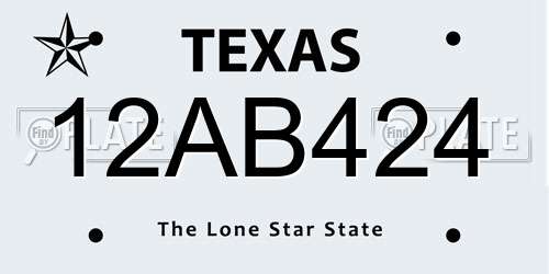 12AB424 Texas License Plate