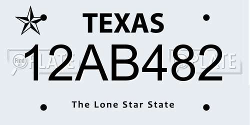 12AB482 Texas License Plate