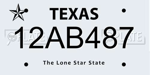 12AB487 Texas License Plate