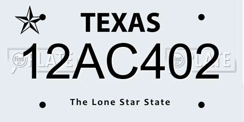 12AC402 Texas License Plate