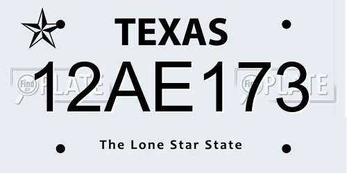 12AE173 Texas License Plate