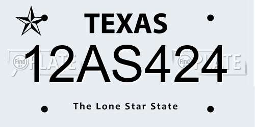 12AS424 Texas License Plate