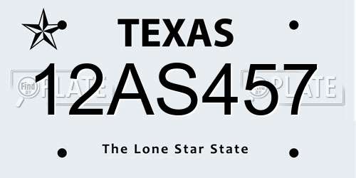 12AS457 Texas License Plate