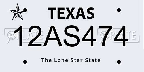 12AS474 Texas License Plate