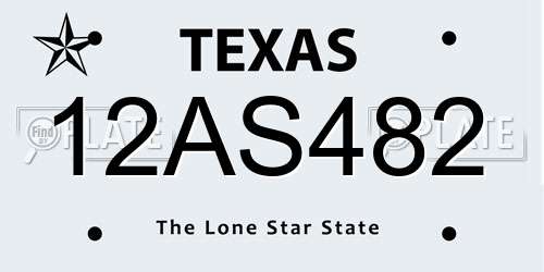 12AS482 Texas License Plate