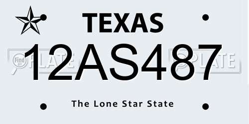 12AS487 Texas License Plate