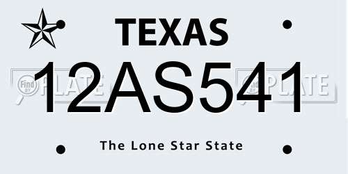 12AS541 Texas License Plate