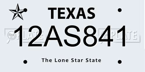 12AS841 Texas License Plate
