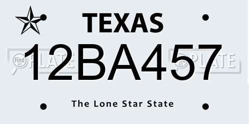 12BA457 Texas License Plate