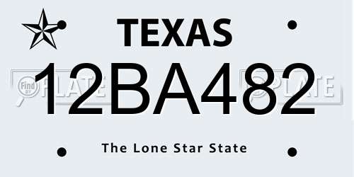 12BA482 Texas License Plate
