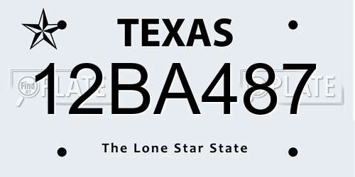 12BA487 Texas License Plate