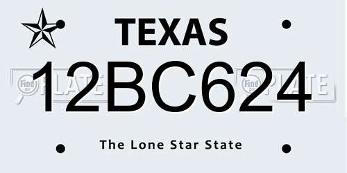 12BC624 Texas License Plate