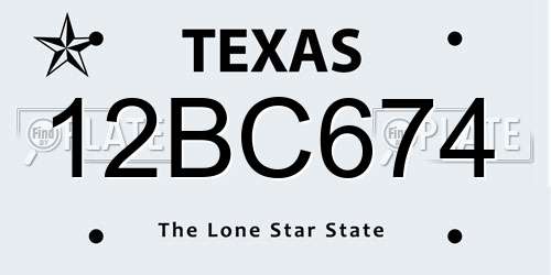 12BC674 Texas License Plate