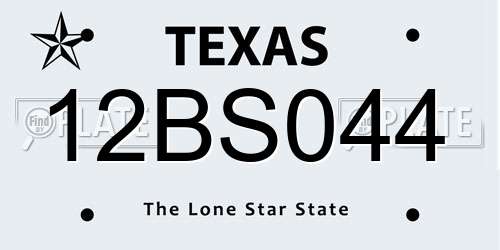 12BS044 Texas License Plate