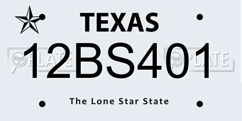 12BS401 Texas License Plate