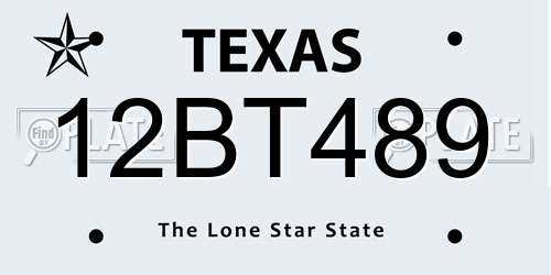 12BT489 Texas License Plate
