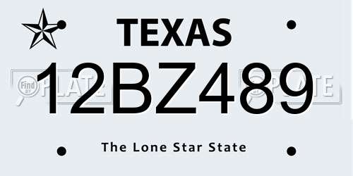 12BZ489 Texas License Plate